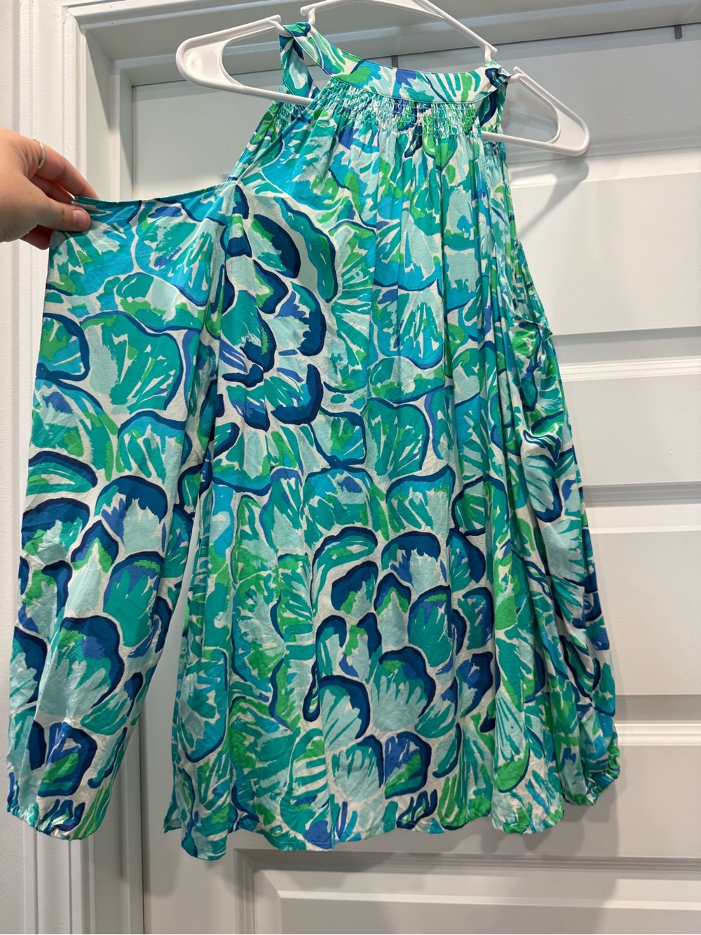 Lilly Pulitzer Green & Blue Cold-Shoulder Tunic - Picture 7 of 7